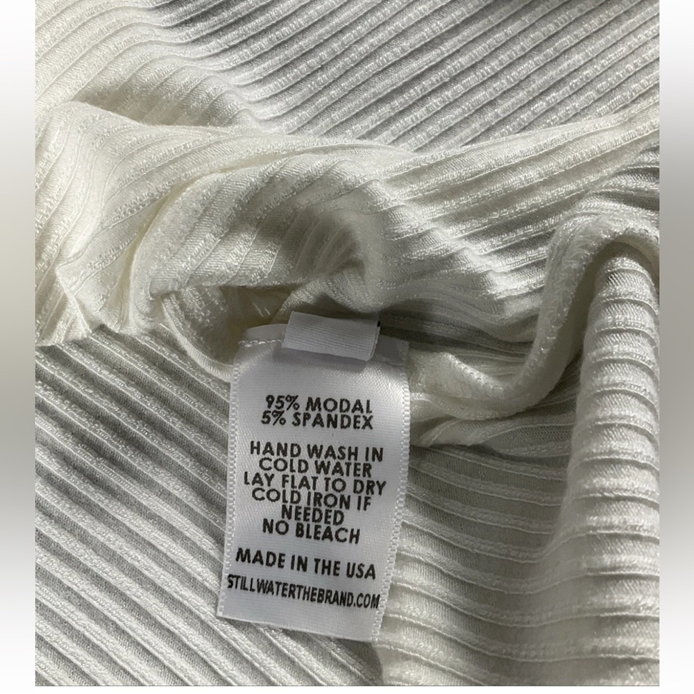 STILLWATER Women’s XS Ivory Ribbed Midi Dress Side Slit LS‎ NWT - Picture 6 of 12
